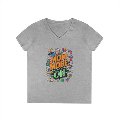 Mom Mode On Ladies V-Neck T-Shirt, Gift for Mom, Mother's Day Gift, Mother's Day Humor T-Shirt, Cute Mama Life Graphic Tee