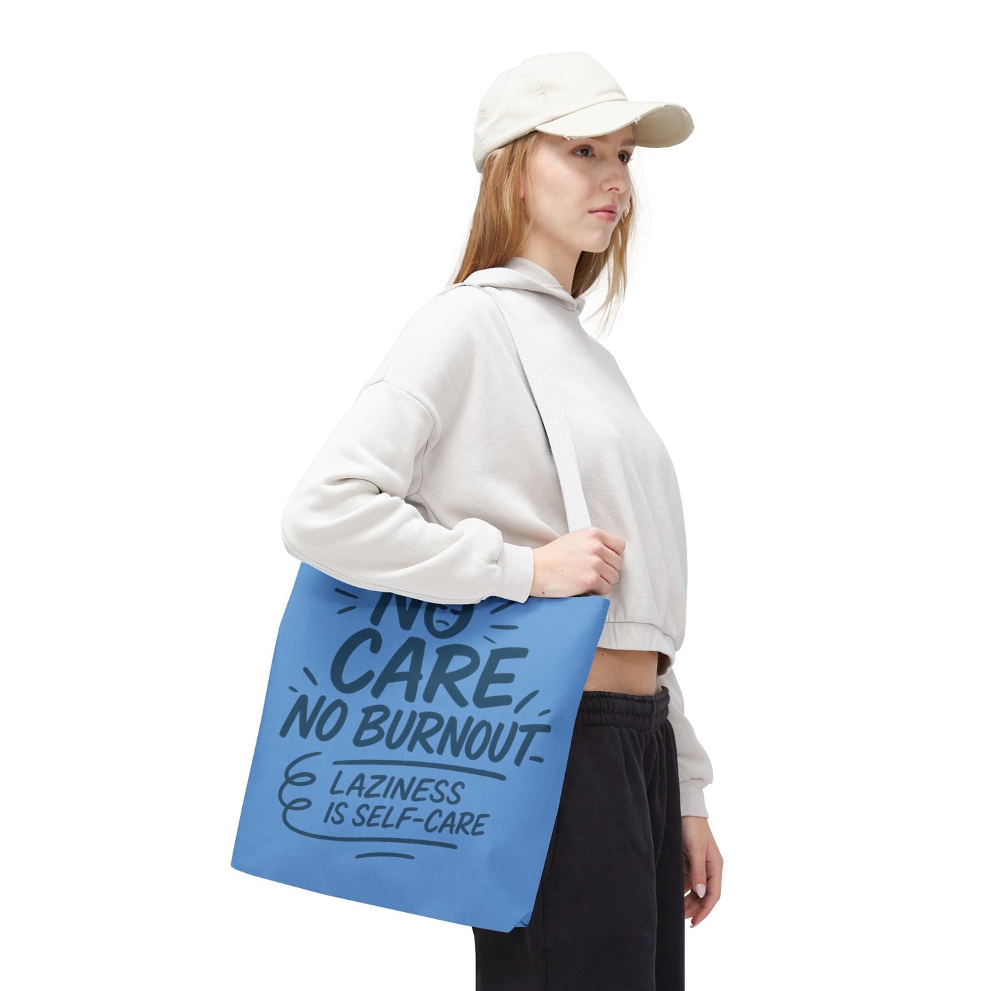 Laziness is Self-Care Funny Quote Bag, Oversized Reusable Canvas Shopping Tote, Sarcastic Self-Care Gift, Weekend Getaway, Everyday Use