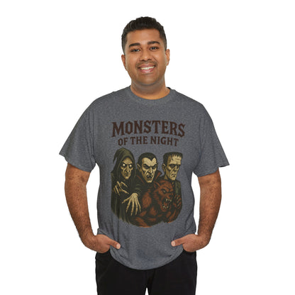 Monsters of the Night Men's T-Shirt, Classic Horror Movie Monsters Graphic Tee, Halloween Shirt