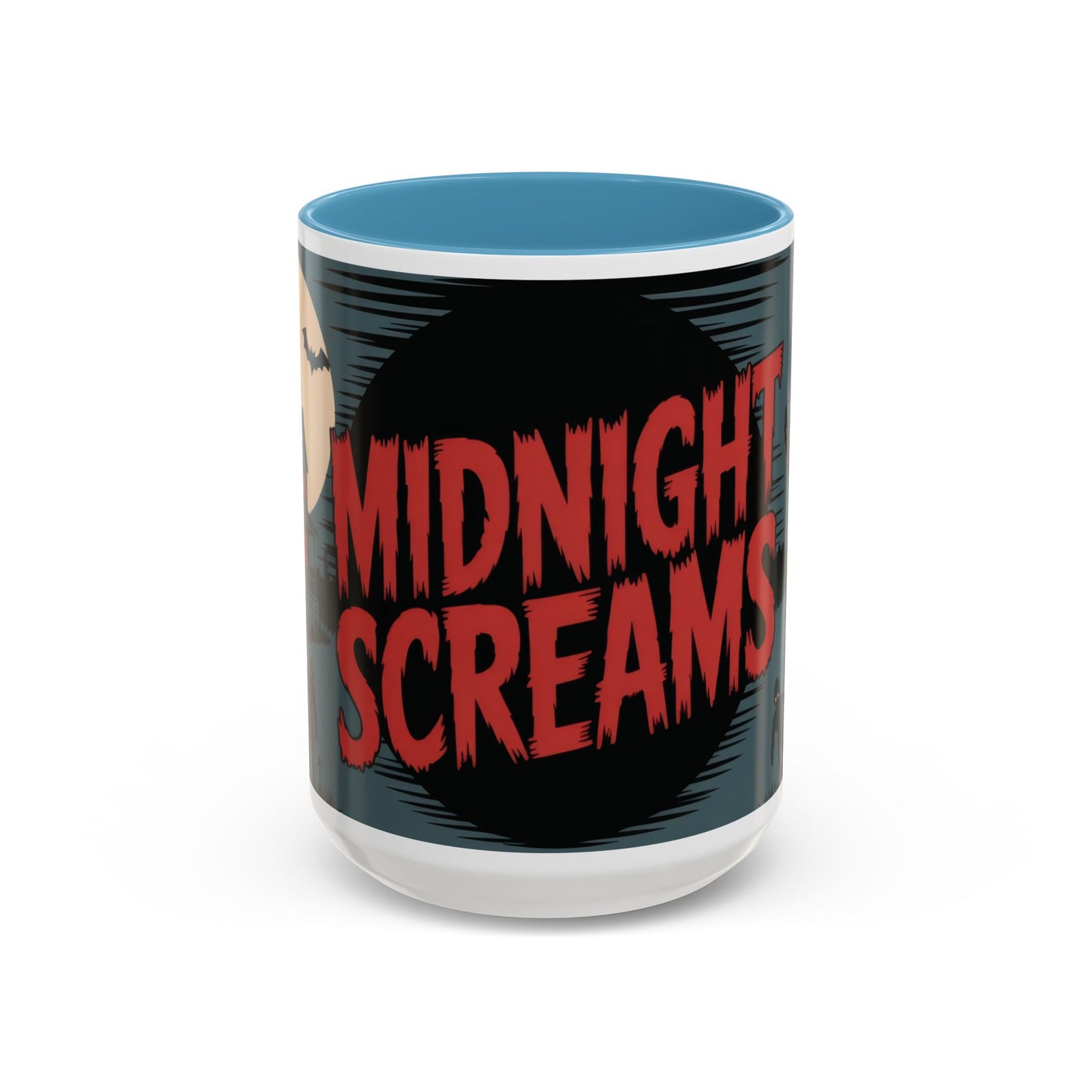 Midnight Screams Mug, Retro Horror Movie Poster Coffee Cup, Gothic Halloween Gift for Horror Lovers, Accent Coffee Mug (11, 15oz)