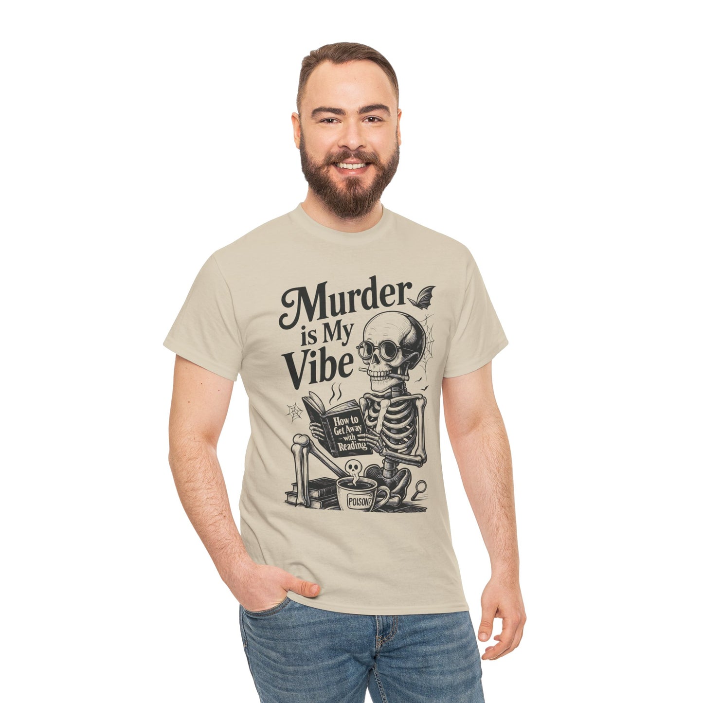 Mens Heavy Cotton Tee - "Murder is My Vibe" Graphic Shirt for Ghoulish Vibes, Halloween Fun, Spooky Season, Casual Wear, Gift for [...]