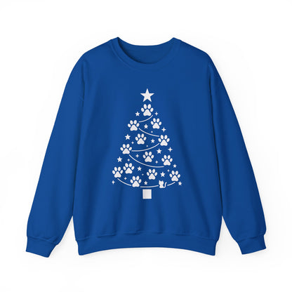 Paw Christmas Tree Women's Sweatshirt, Pet Lover Holiday Sweater