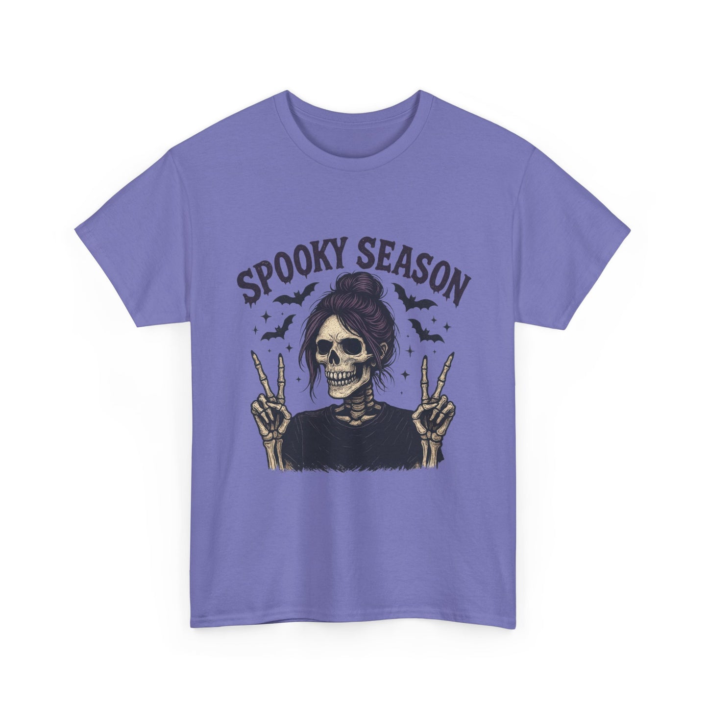 Spooky Season Women's T-Shirt, Funny Skeleton Girl Halloween Graphic Tee, Gothic Fall Shirt