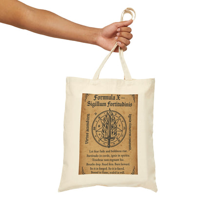 Sigil of Strength Tote Bag, Courage & Flame Symbol, Mystic Sword Ward, Witchy Canvas Bag, Fire Spell Art, Witchy Decor, Mystical Sigil Tote