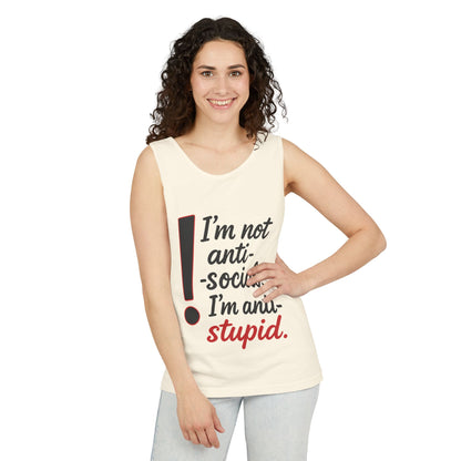 Anti-Social Womens Tank Top, Funny Graphic Summer Apparel, Beachwear, Humorous Womens Tee, Graphic Tee for Introverts & Thinkers