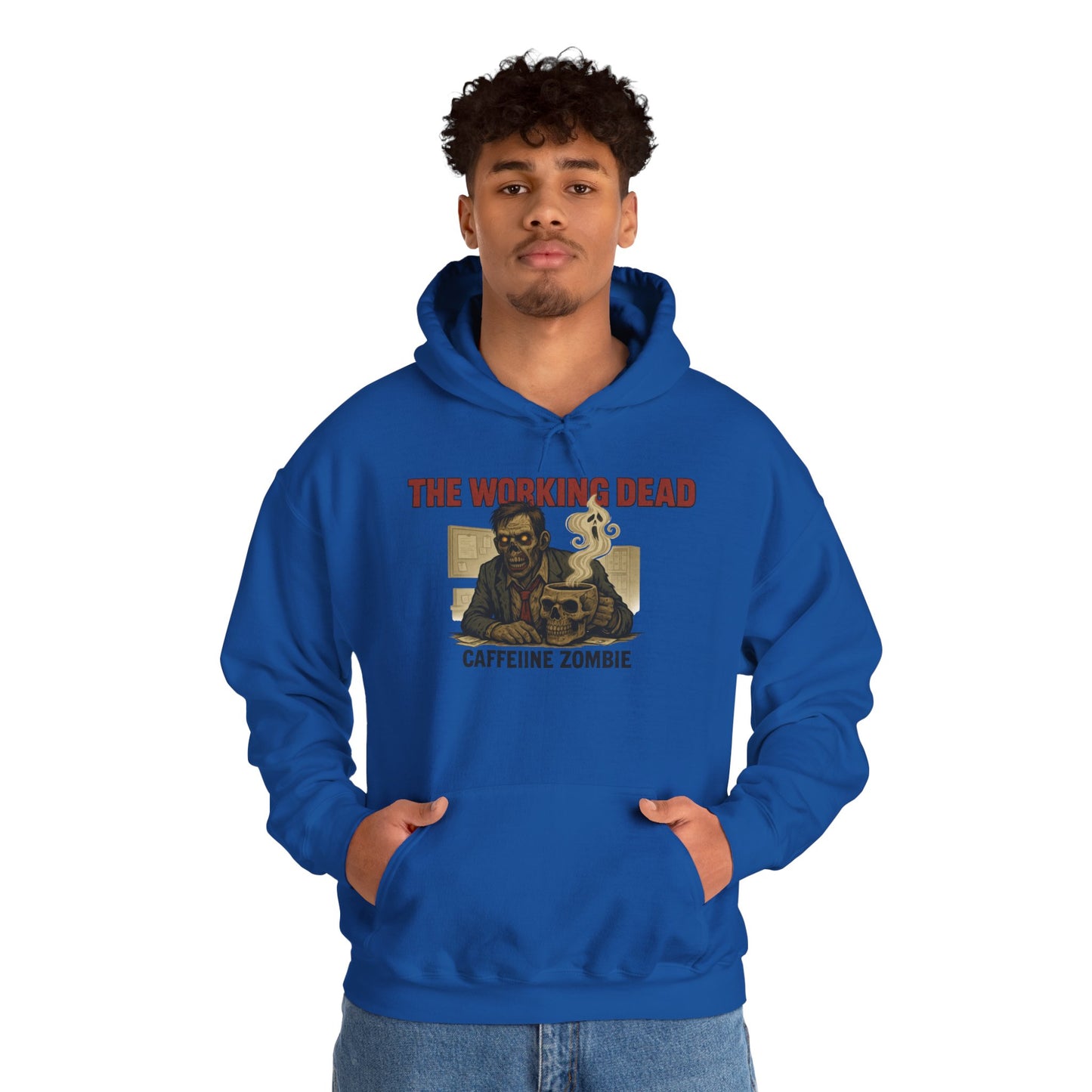 The Working Dead Men's Zombie Hoodie, Funny Office Meeting Sweatshirt, Halloween Zombie Top, Coffee Zombie Hoodie, Halloween Work Top