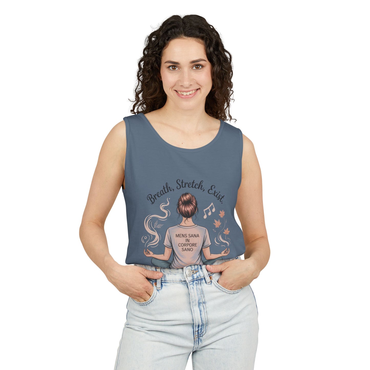 Zen Sarcastic Tank Top, Unisex Meditation Shirt, Breath Stretch Exist Tee, Yoga Apparel, Gift for Mindfulness Lovers