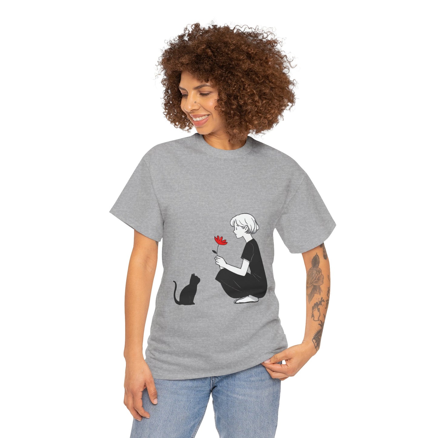 Cat Lover's Heavy Cotton Tee, Cute Cat Shirt, Pet Owner Gift, Animal Lover Apparel, Birthday Gift for Her, Women's Cotton T-Shirt, Cat Lover