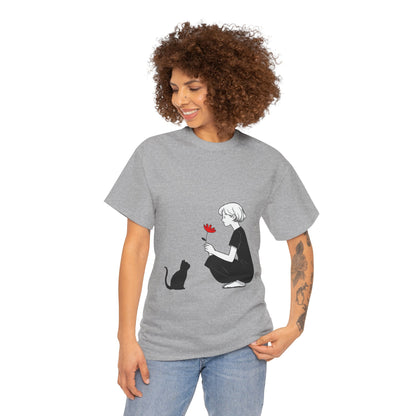 Cat Lover's Heavy Cotton Tee, Cute Cat Shirt, Pet Owner Gift, Animal Lover Apparel, Birthday Gift for Her, Women's Cotton T-Shirt, Cat Lover