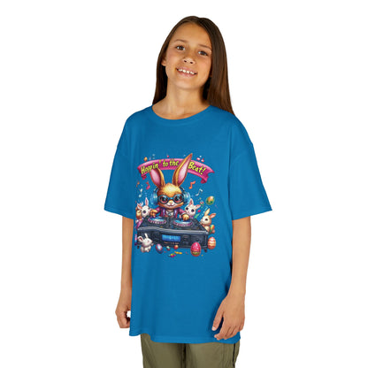 Kids Easter DJ Bunny T-Shirt Fun - Music Themed Spring Tee, Hoppin to the Beat Design, Colorful Holiday Shirt for Boys and Girls