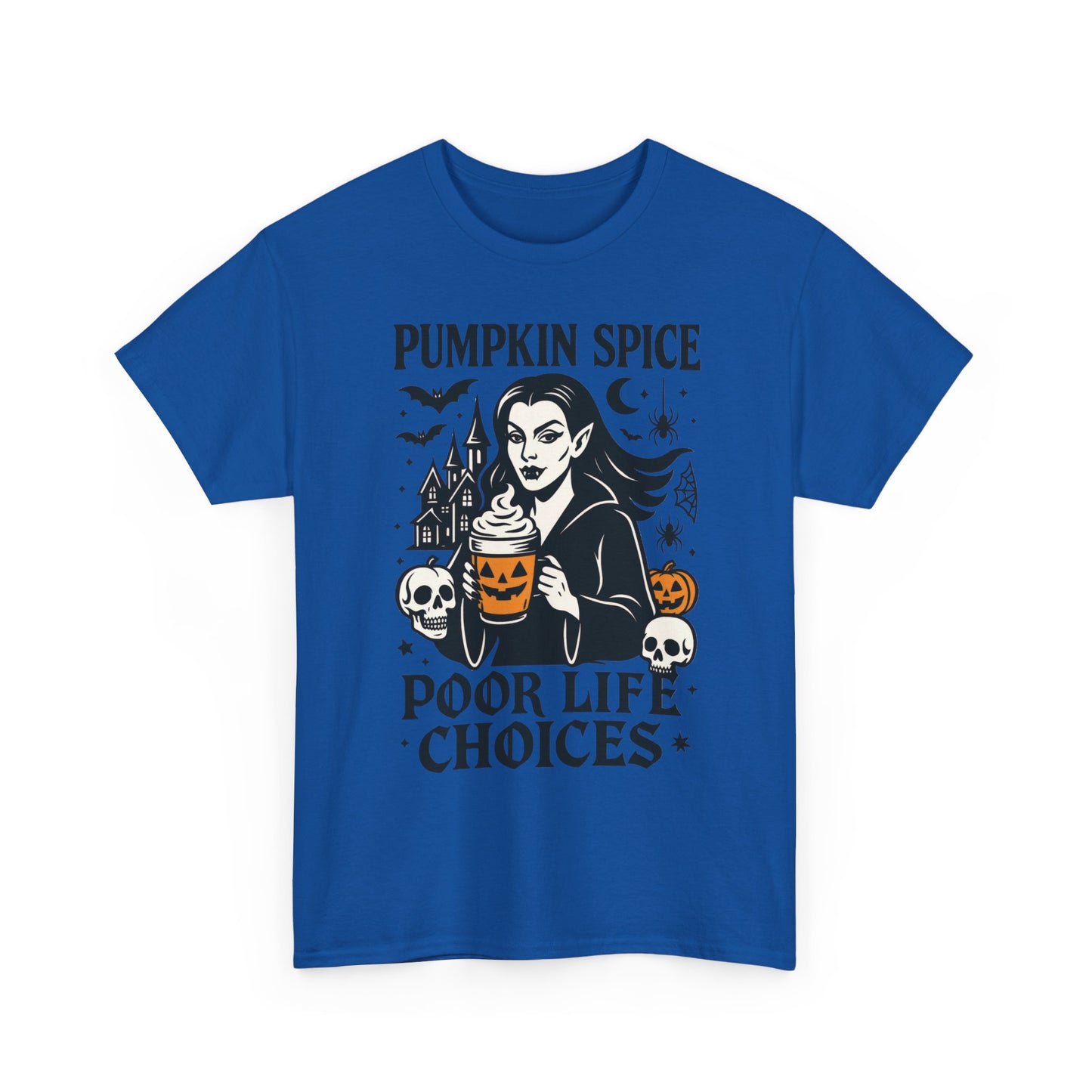 Pumpkin Spice Poor Life Choices Women's T-Shirt, Funny Vampire Coffee Halloween Graphic Tee