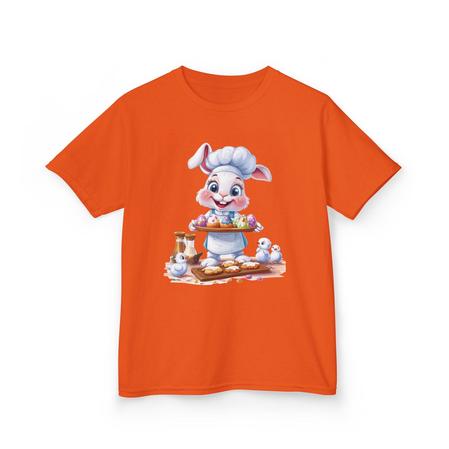 Easter Bunny Chef Kids T-Shirt, Cute Spring Baking Tee with Eggs, Toddler Easter Outfit, Bunny Holding Egg Tray Tee, Cute Animal Design