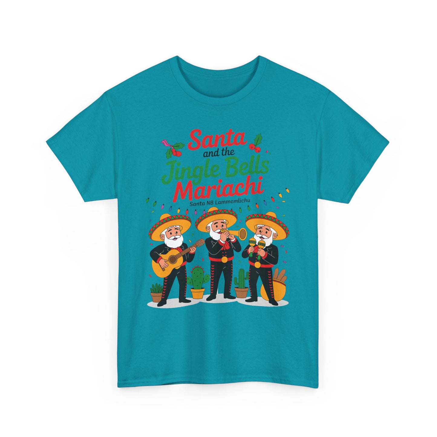 Santa and the Jingle Bells Mariachi, Funny Mexican Christmas T-Shirt, Latin Fiesta Holiday Tee, Navidad Humor Shirt