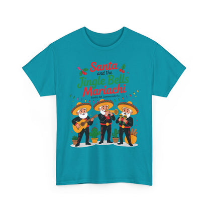 Santa and the Jingle Bells Mariachi, Funny Mexican Christmas T-Shirt, Latin Fiesta Holiday Tee, Navidad Humor Shirt