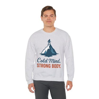 Men's Heavy Blend™ Crewneck Sweatshirt, Cold Mind Strong Body Sweatshirt, Nordic Mountain Minimalist Pullover