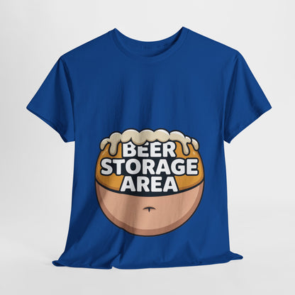 Funny Beer Belly T-Shirt, Beer Storage Area Graphic Tee for Men, Dad Bod Humor Shirt, Beer Lovers Gift, Drinking Gift, Party Apparel