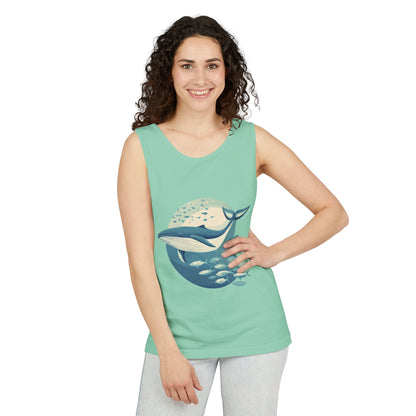 Ocean-Inspired Unisex Tank Top, Whale Design Shirt, Summer Casual Wear, Beach Vibes Gift, Eco-Friendly Fashion