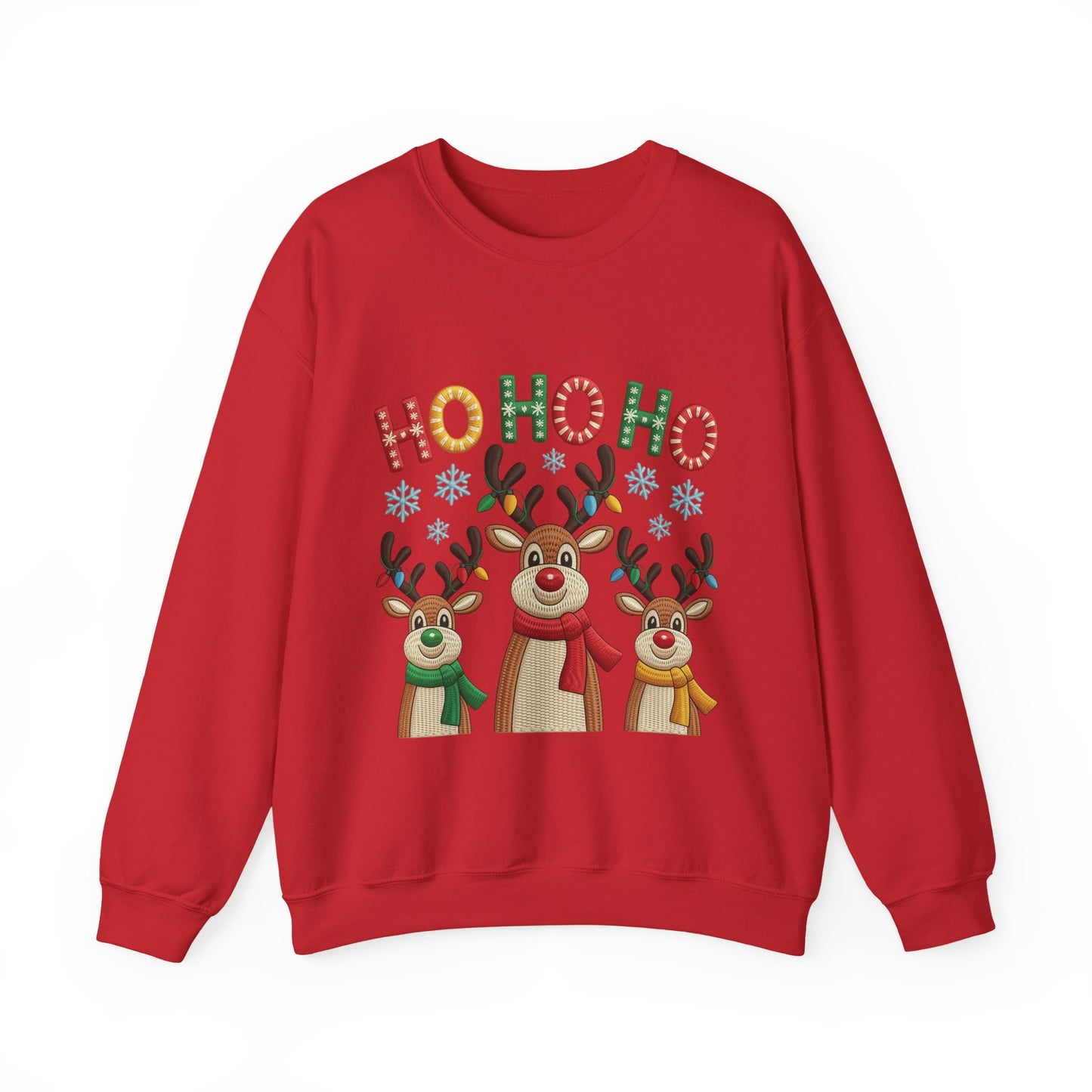 Ho Ho Ho Reindeer Christmas Sweatshirt, Cute Holiday Pullover for Women
