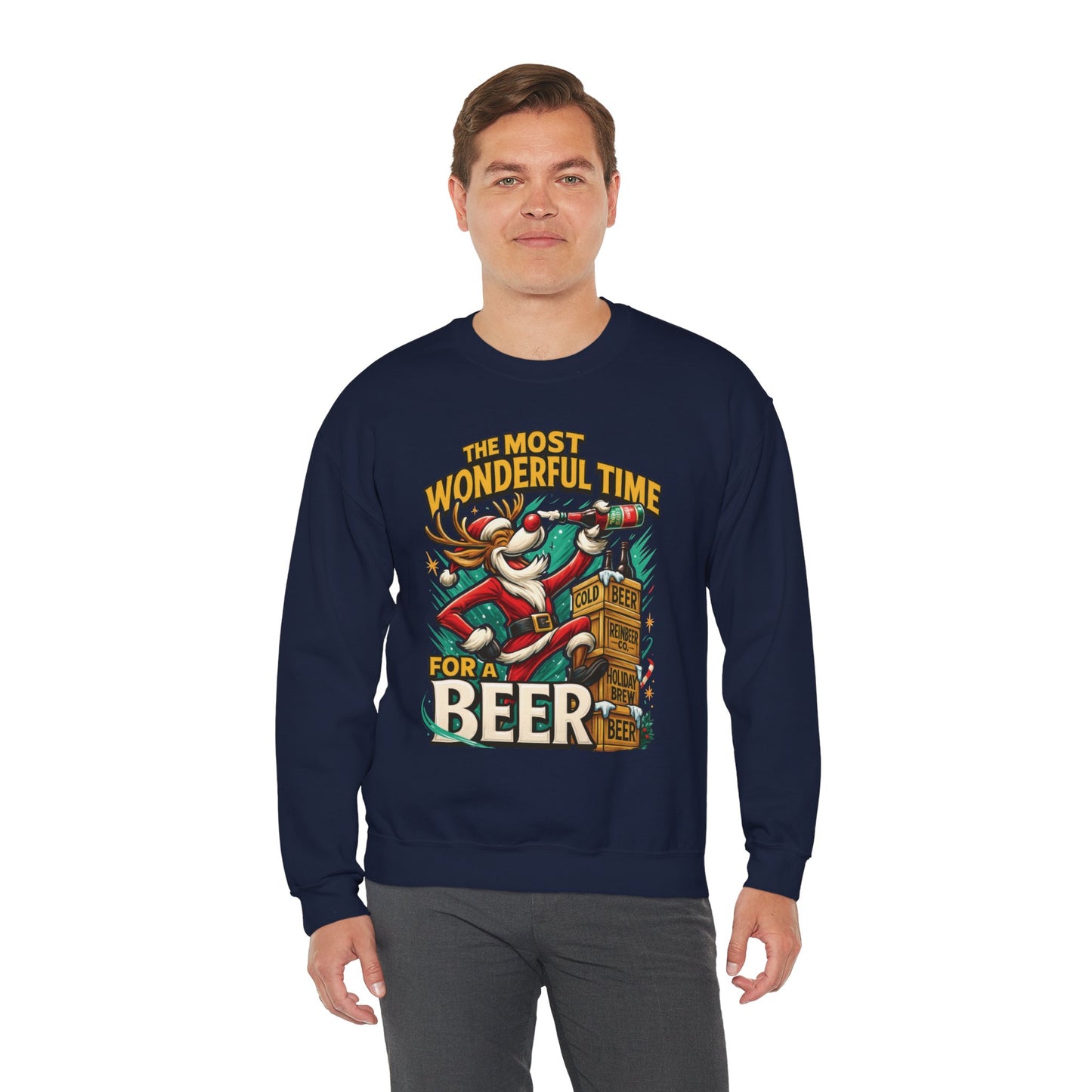 Funny Christmas Beer Sweatshirt, The Most Wonderful Time for a Beer