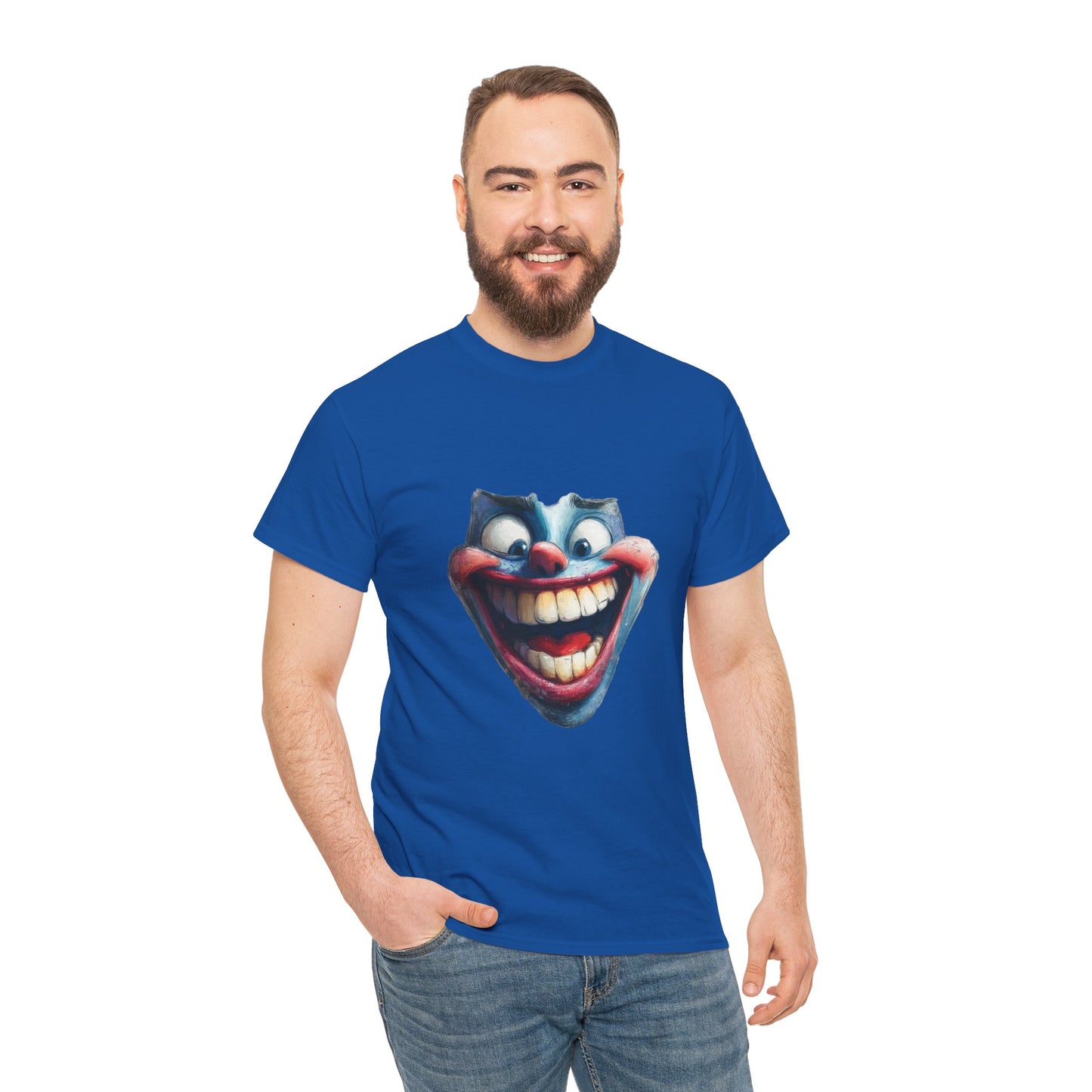 Funny Clown Face Unisex Heavy Cotton Tee, Creepy Clown Face T-Shirt, Humor T-Shirt,Clown Theme Shirt, Funny Horror Graphic Tee