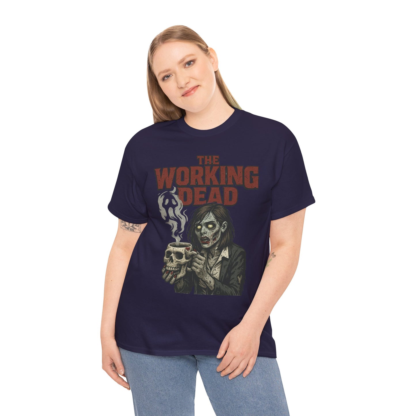 The Working Dead Women's Zombie Funny Office T-Shirt, Meeting Humor Tee, Halloween Work Tee