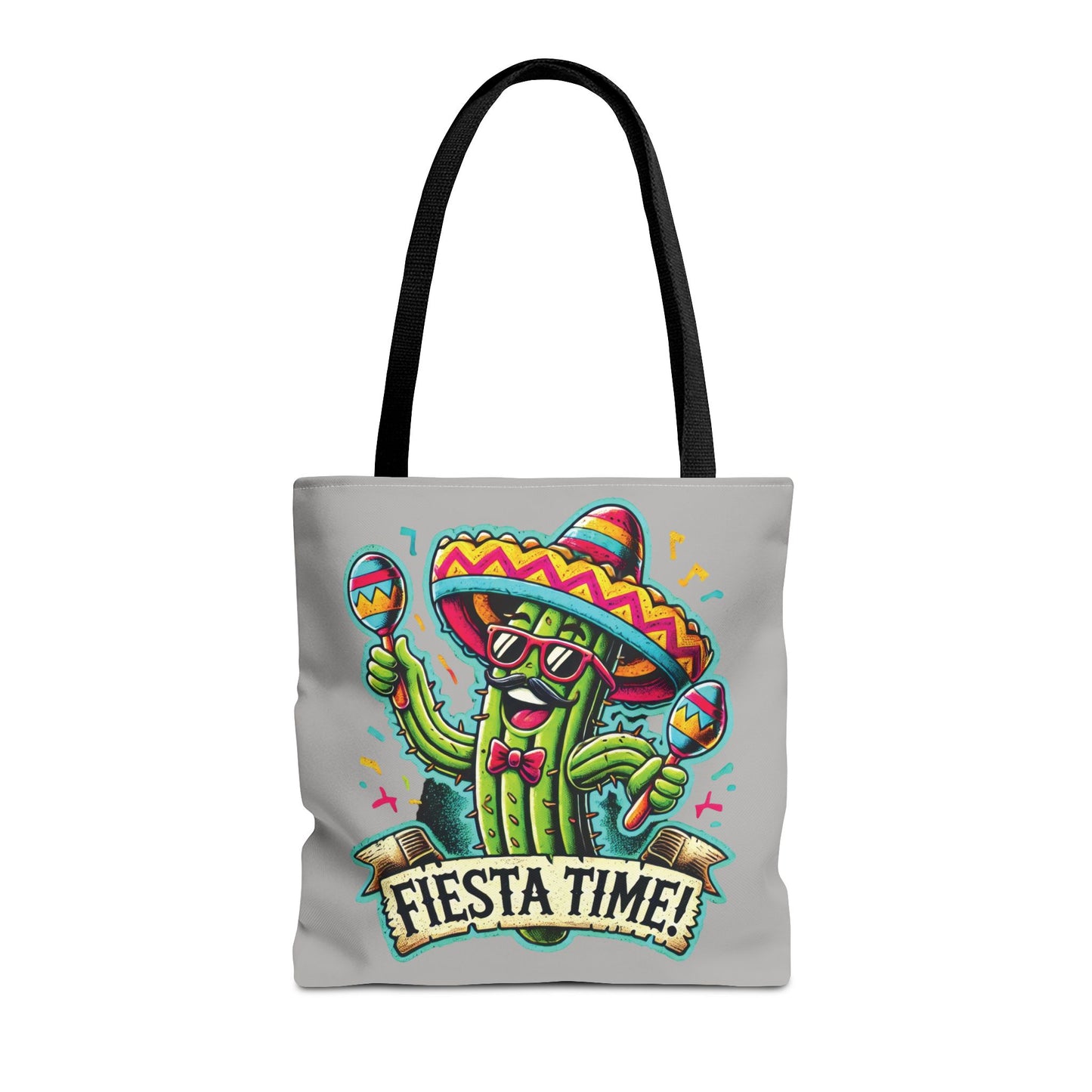 Fiesta Time Cactus Tote Bag, Funny Mexican Party Gift, Sombrero Maracas Print, Cinco de Mayo Bag, Summer Festival Tote, Beach Bag, Shopping