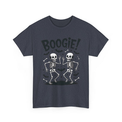 BOOGIE! Dancing Skeleton Halloween Mens's T-Shirt, Funny Spooky Graphic Tee for Men, Men'sHeavy Cotton Tee