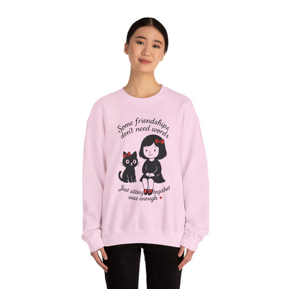 Friendship Womens Sweatshirt - Cozy Womens Crewneck with Cute Cat Design, Perfect Gift for Cat Lovers, Friendship Day, Casual Wear
