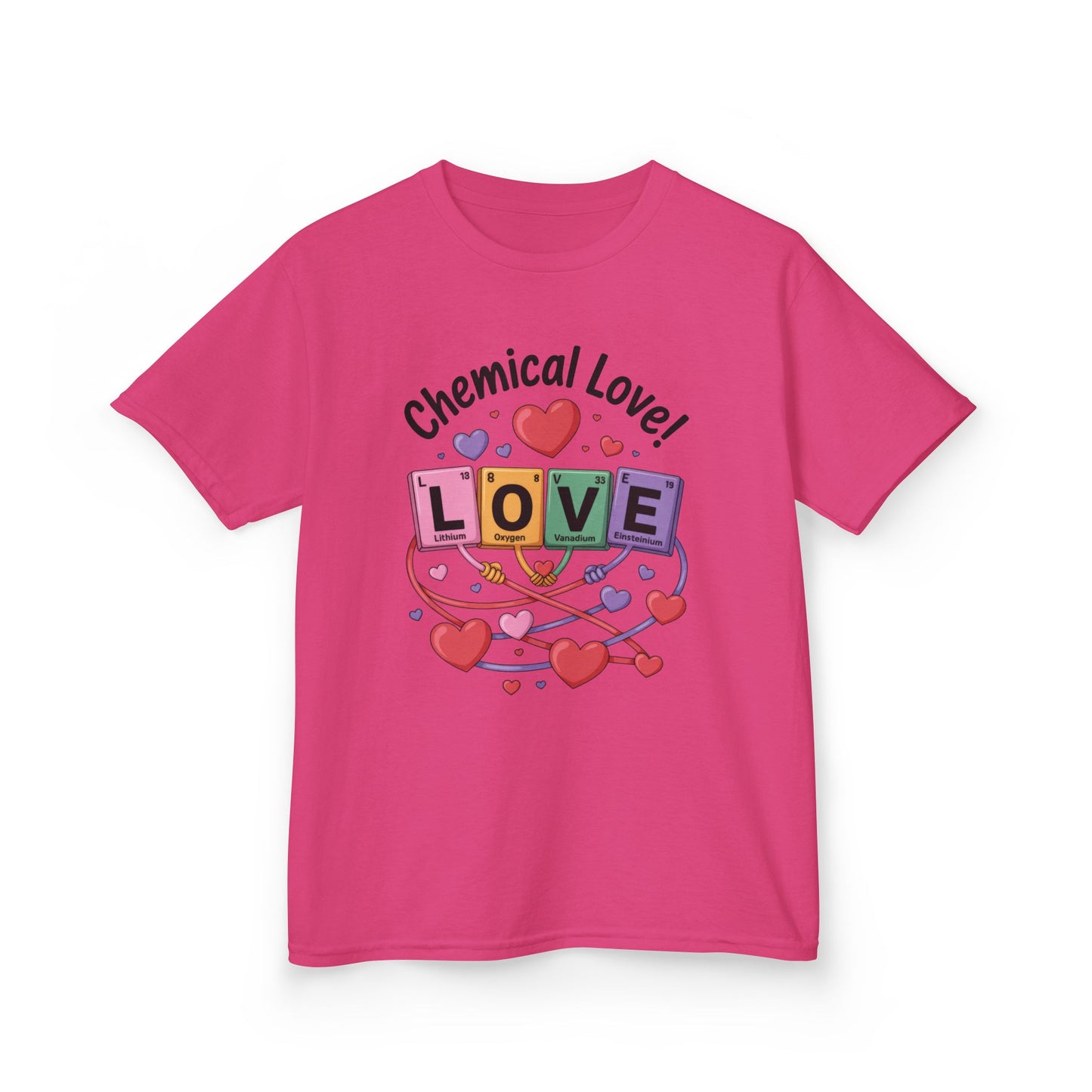 Kids Love Chemistry Girl Tee - Cute Gift for Science Lovers, Valentine's Day, Fun Classroom Wear, Adorable Kids Shirt, Colorful Kids Apparel
