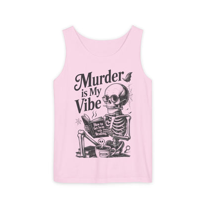 Murder Is My Vibe Tank Top, Womens Goth Tank, Halloween Clothing, Skeleton Graphic Tee, Cozy Casual Wear, Quirky Gift Idea