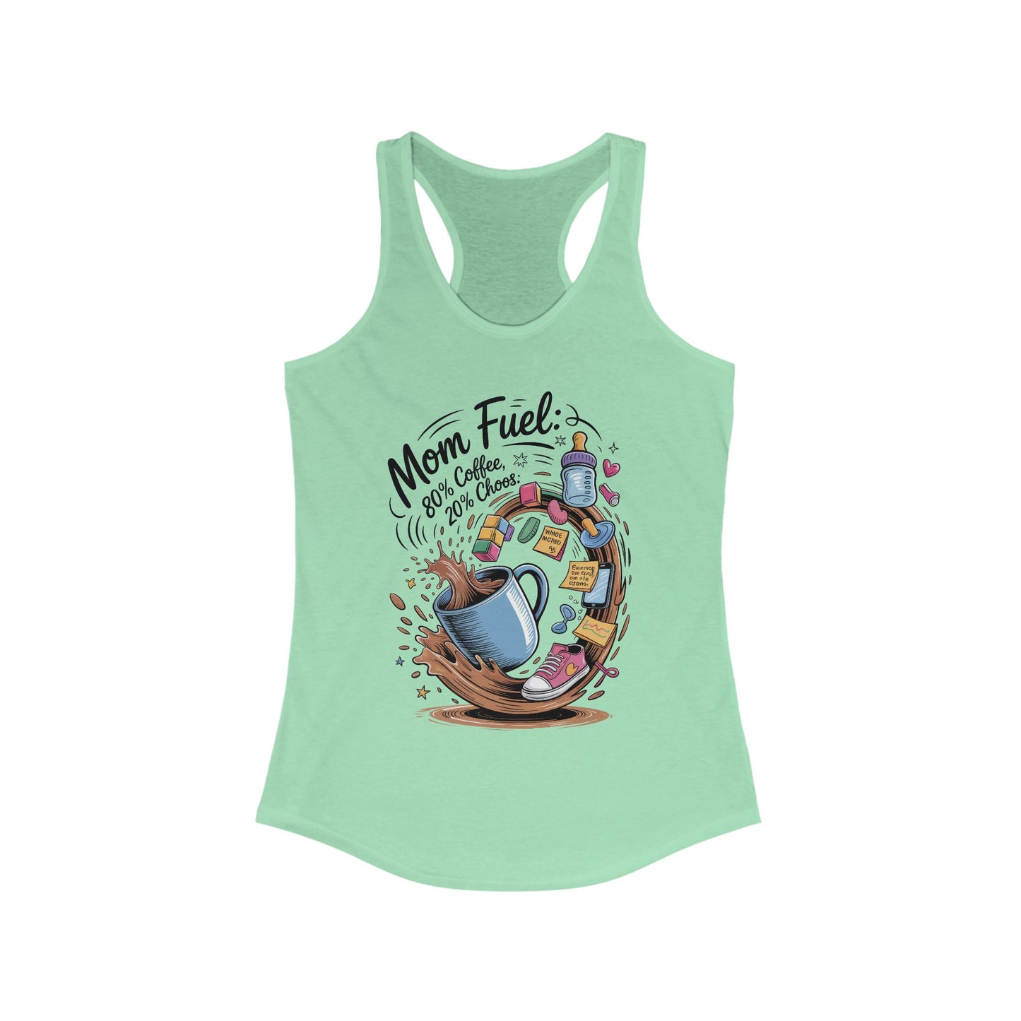 Mom Fuel Racerback Tank - Perfect for Moms, Coffee Lovers, Workout Gear, Casual Wear, Mother's Day Gift, tired mom shirt, mom life tee