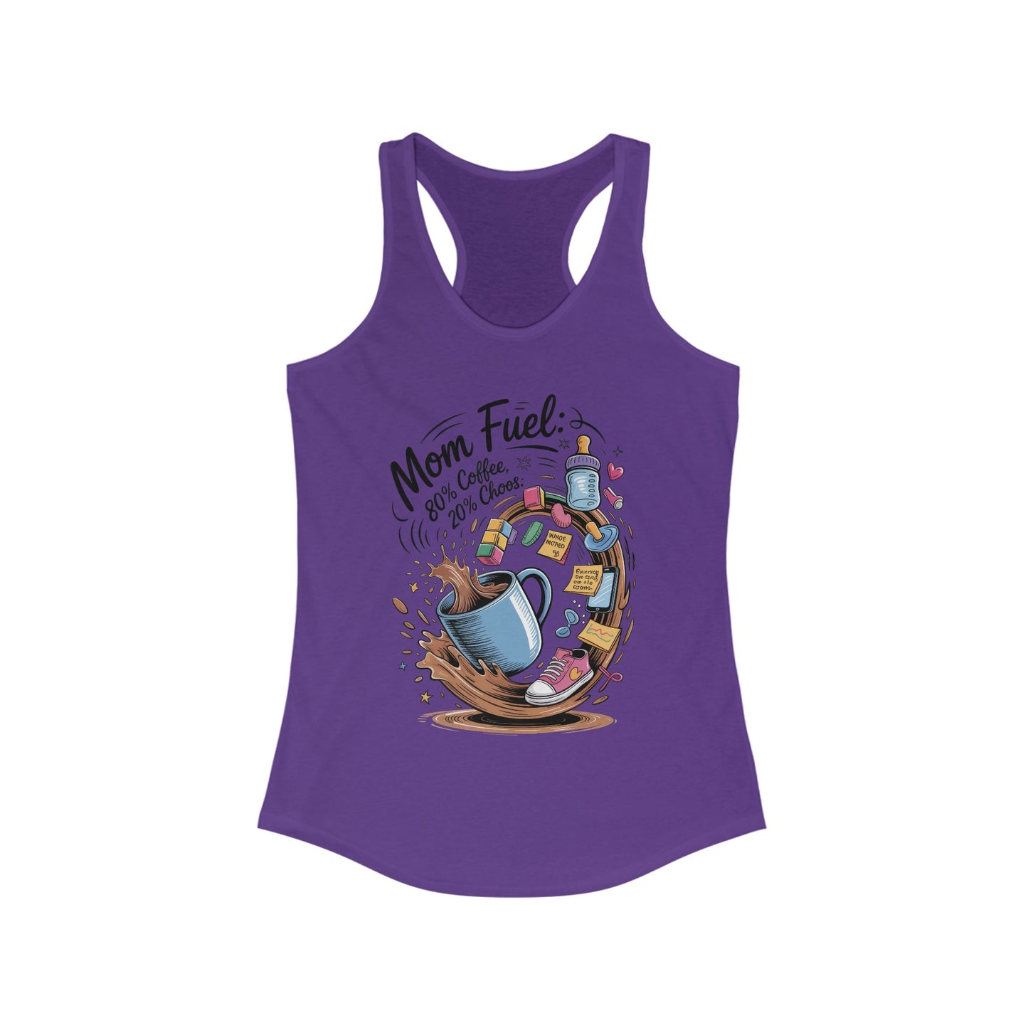 Mom Fuel Racerback Tank - Perfect for Moms, Coffee Lovers, Workout Gear, Casual Wear, Mother's Day Gift, tired mom shirt, mom life tee