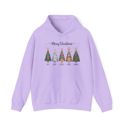 Merry Christmas Women's Hoodie, Joy Love Peace Hope Magic Holiday Hoodie, Women's Heavy Blend™ Hooded Sweatshirt