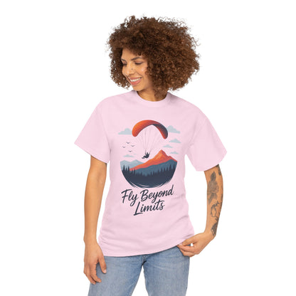 Paragliding Adventure T-Shirt, Mountain Landscape Tee, Nature Travel Lover Shirt, Outdoor Hiking Gift, Unisex Heavy Cotton Tee
