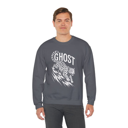 Ghost Leopard Crewneck Sweatshirt, Unisex Fashion, Cozy Casual Wear, Graphic Sweatshirt, Wild Animal Art, Gift for Animal Lovers