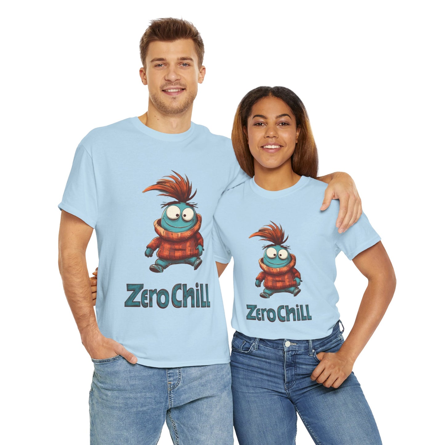 Zero Chill Funny Cartoon Character Tee, Quirky Cute Monster Shirt, Chill Vibes Humor Gift, Fun Cartoon T-Shirt, Chill Vibe Shirt