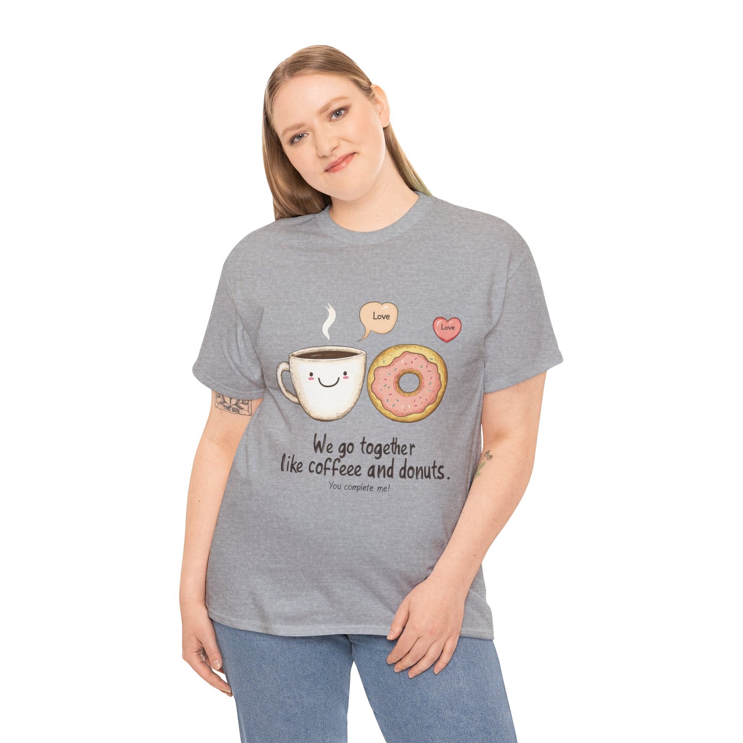 Cute Coffee and Donut Love T-Shirt, Funny Couple Quote, Kawaii Breakfast Graphic Shirt, Gift for Coffee Lovers, Gift for Valentine's Day