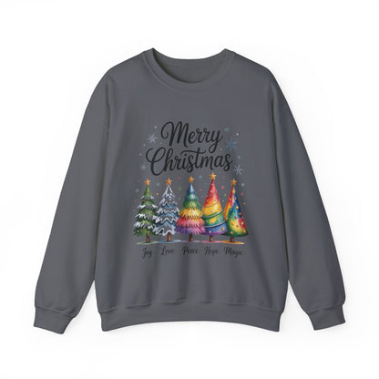 Merry Christmas Women's Sweatshirt, Joy Love Peace Hope Magic Pullover, Women's Heavy Blend™ Crewneck Sweatshirt