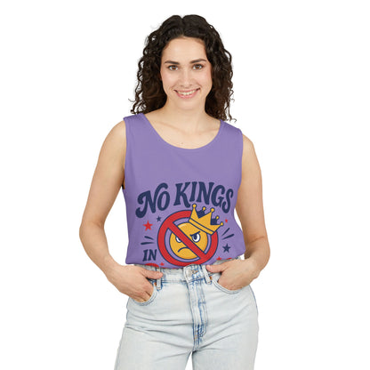 No Kings in America Tank Top - Funny Patriotic Anti Monarchy Sleeveless Shirt - USA Freedom Top, Unisex Summer Apparel, USA Independence Day