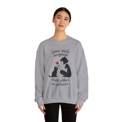 Soulful Cat and Human Crewneck Sweatshirt, Cozy Gift for Cat Lovers, Womens Sweatshirt, Animal Lover Apparel, Thoughtful Gift Idea
