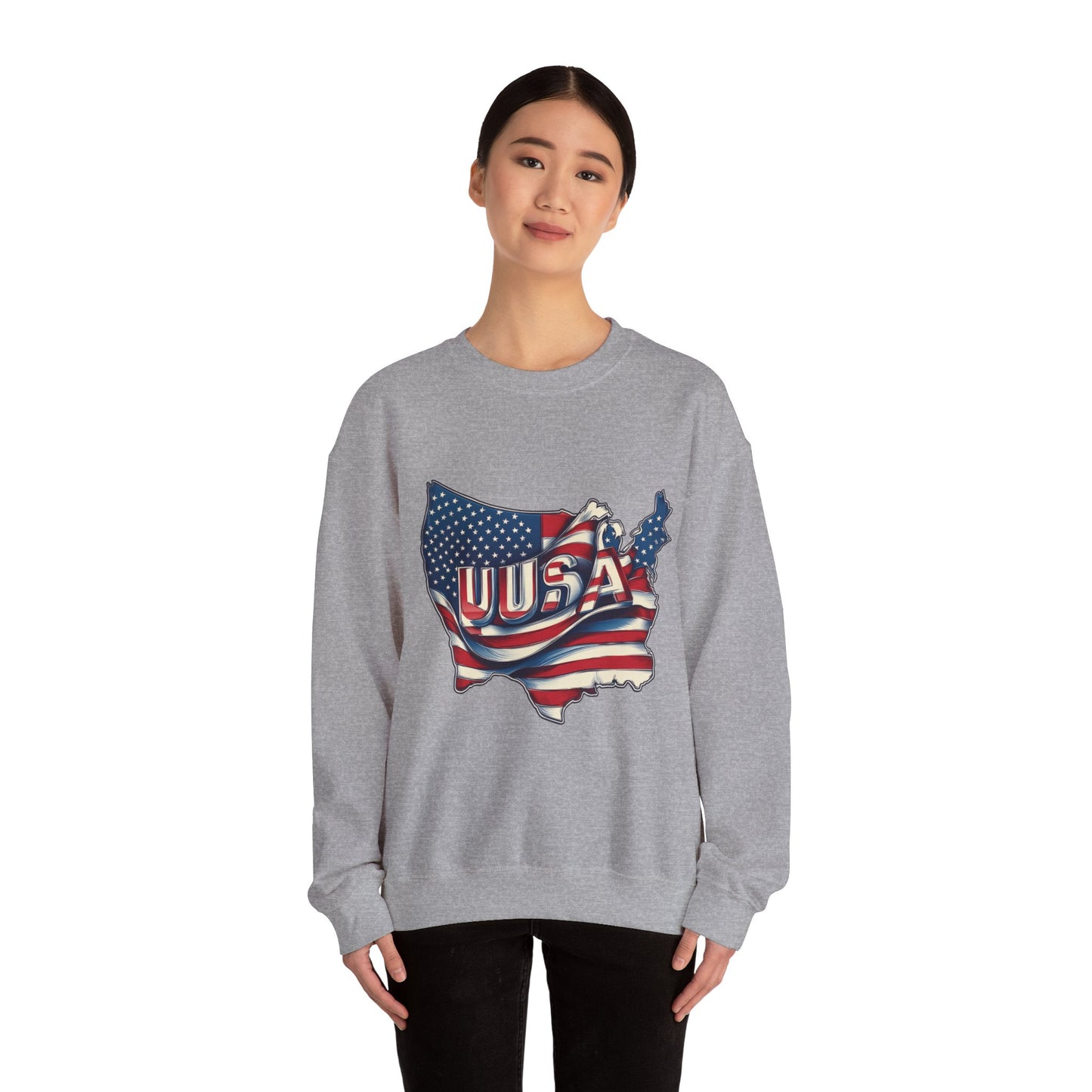 Patriotic USA Crewneck Sweatshirt, Unisex Sweatshirt, American Flag Apparel, Casual Comfort, Great for Independence Day and Holidays