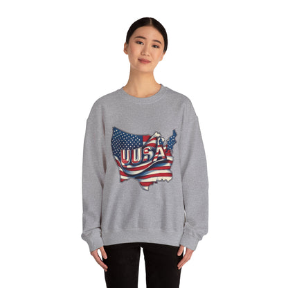 Patriotic USA Crewneck Sweatshirt, Unisex Sweatshirt, American Flag Apparel, Casual Comfort, Great for Independence Day and Holidays
