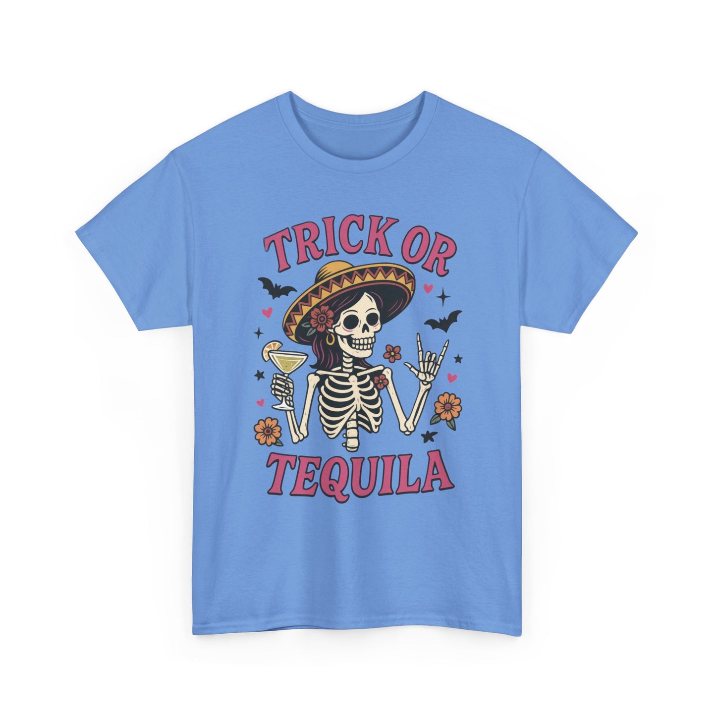 Trick or Tequila Women's T-Shirt, Funny Halloween Skeleton Drinking Shirt, Party Graphic Tee