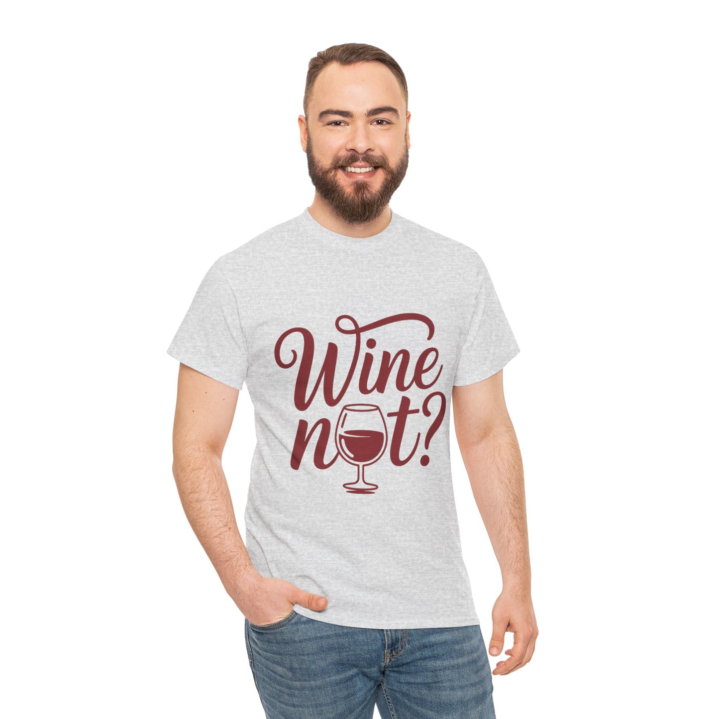 Funny Wine Lover Shirt, Wine Not Graphic Tee, Unisex Heavy Cotton T-Shirt,  Pun Shirt for Wine Drinkers & Party Vibes, Gift for Wine-tasting