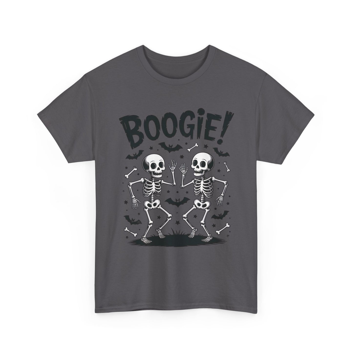 BOOGIE! Dancing Skeleton Halloween Mens's T-Shirt, Funny Spooky Graphic Tee for Men, Men'sHeavy Cotton Tee