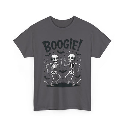 BOOGIE! Dancing Skeleton Halloween Mens's T-Shirt, Funny Spooky Graphic Tee for Men, Men'sHeavy Cotton Tee