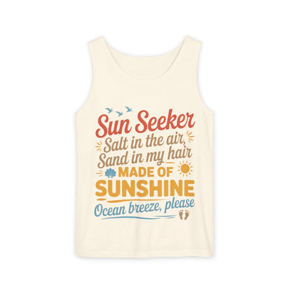 Sun Seeker Summer Quote Tank Top, Made of Sunshine Beach Vibes Tee, Ocean Breeze Please Tank Top for Women, Salt in the Air Sand Top
