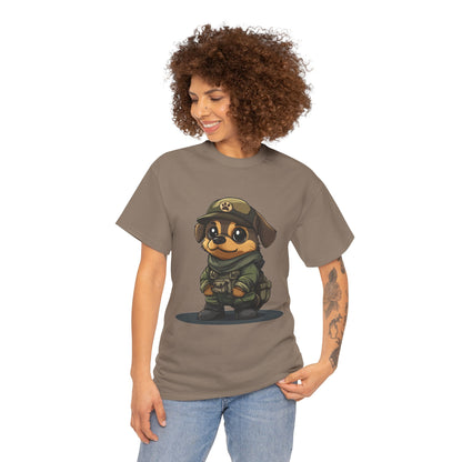 Funny Dog Soldier Tee, Cute Military Dog Cartoon Unisex Heavy Cotton Tee , Pet Lover Gift, Gift for Dog Owners, Gift for Army Fans