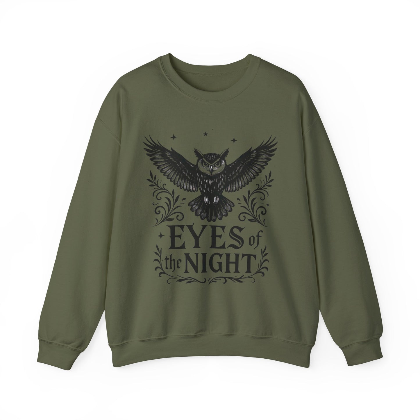 Eyes of the Night Owl Sweatshirt, Mens Dark Gothic Sweatshirt, Mysterious Owl Graphic Pullover, Forest Bird of Night Design, Halloween Gift