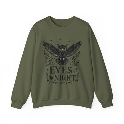 Eyes of the Night Owl Sweatshirt, Mens Dark Gothic Sweatshirt, Mysterious Owl Graphic Pullover, Forest Bird of Night Design, Halloween Gift